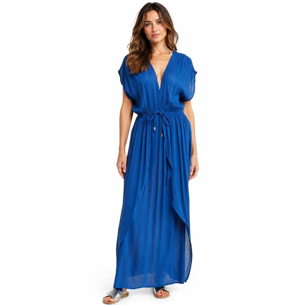 ANTHROPOLOGIE ELAN Women's New Maxi Dress XS Blue Double Slit N-RG5014